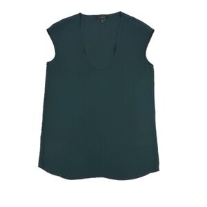 J. Crew Forest Green Sleeveless Scoop Neck Blouse Size 00 Women's